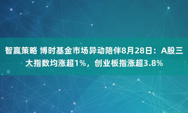 智赢策略 博时基金市场异动陪伴8月28日：A股三大指数均涨超1%，创业板指涨超3.8%